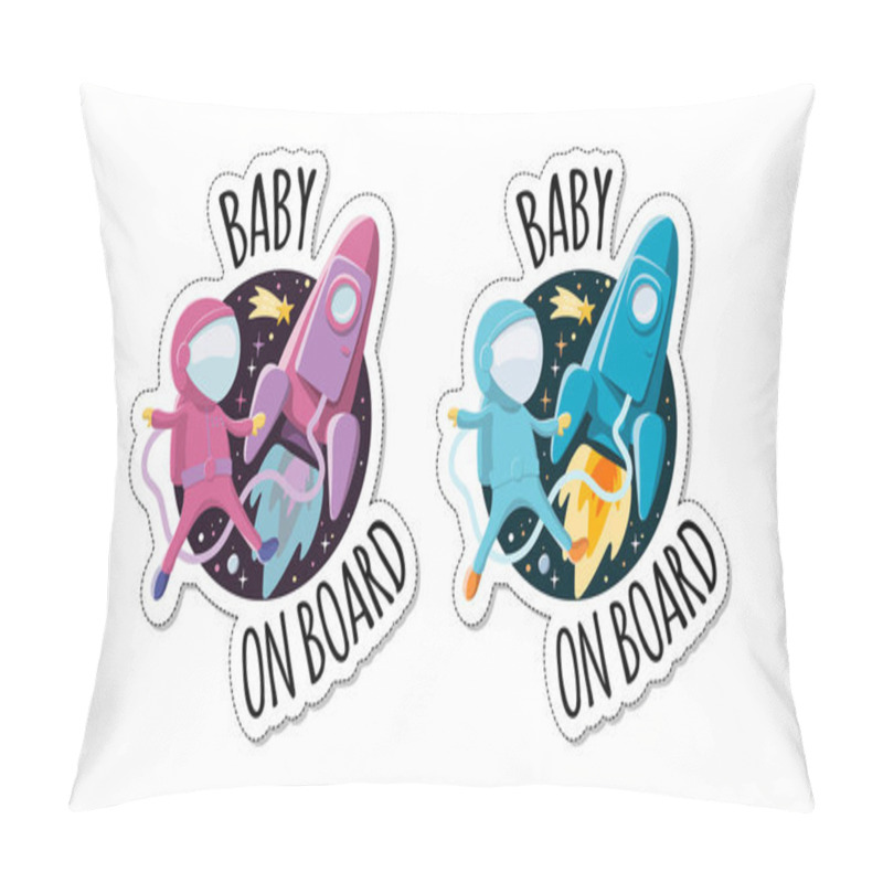 Personality  Baby On Board Sign For Car. Little Astronaut With Rocket In Space Pillow Covers