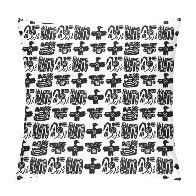 Personality  Seamless Maya Pattern. Black And White Ethnic Elements. Pillow Covers