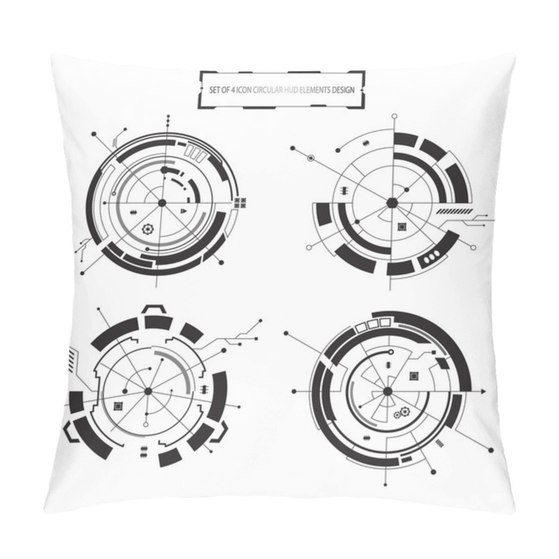 Personality  Set Of 4 Circular Hud Elements Pillow Covers