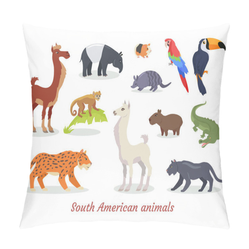 Personality  South American Animals Cartoon Vectors Set Pillow Covers