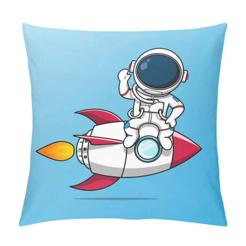 Personality  Cute Astronaut Sitting On A Rocket Illustration Pillow Covers