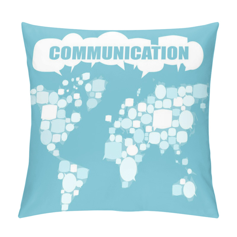 Personality  World Map Made Of Speech Bubbles. Communication Vector Concept Pillow Covers