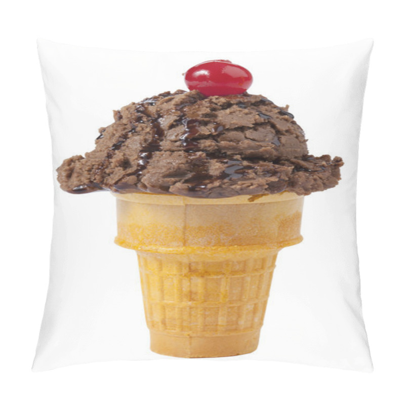 Personality  A Cone With Chocolate Ice Cream And Cherry Topping Pillow Covers