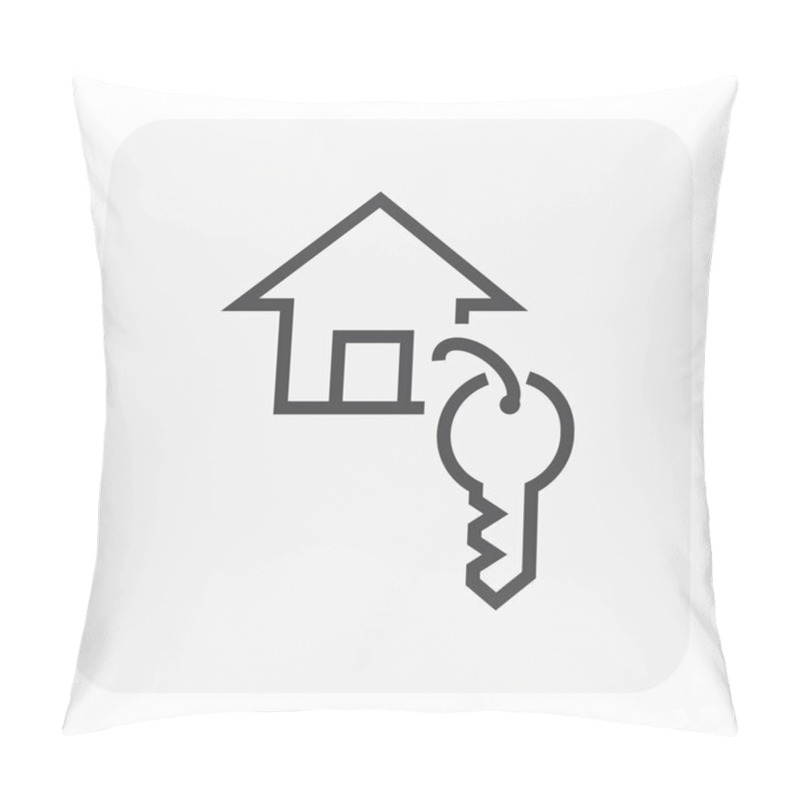 Personality  House Key Vector Icon. That Keyring Or Keychain Consist Of Home Or House Sign, Ring, And Key. For Real Estate Or Property To Lock, Unlock Or Open Door Of Building For Security. 64x64 Pixel. Pillow Covers