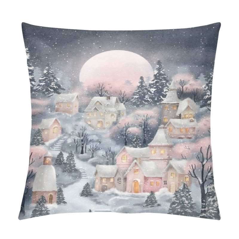 Personality  Christmas Snowy Village Card, Winter Holidays Card Pillow Covers