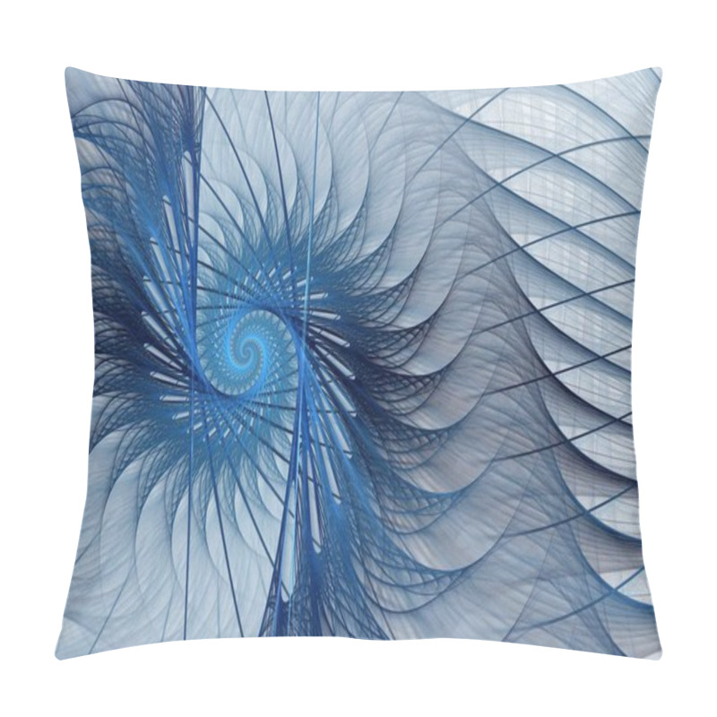 Personality  Blue Spiral Fractal Pattern, Digital Artwork For Creative Graphic Design Pillow Covers