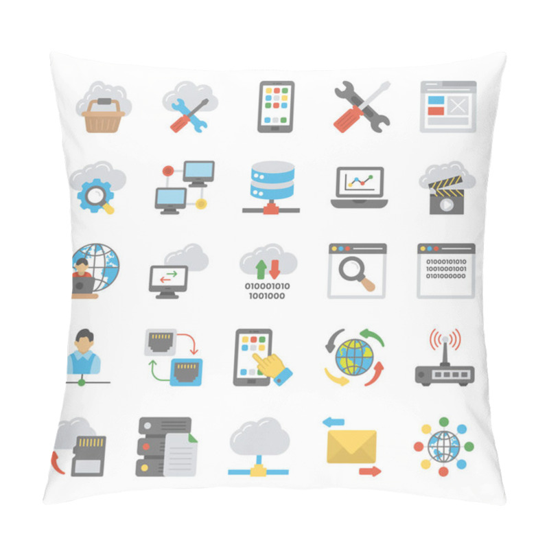 Personality  Network And Cloud Computing Icons Set Pillow Covers