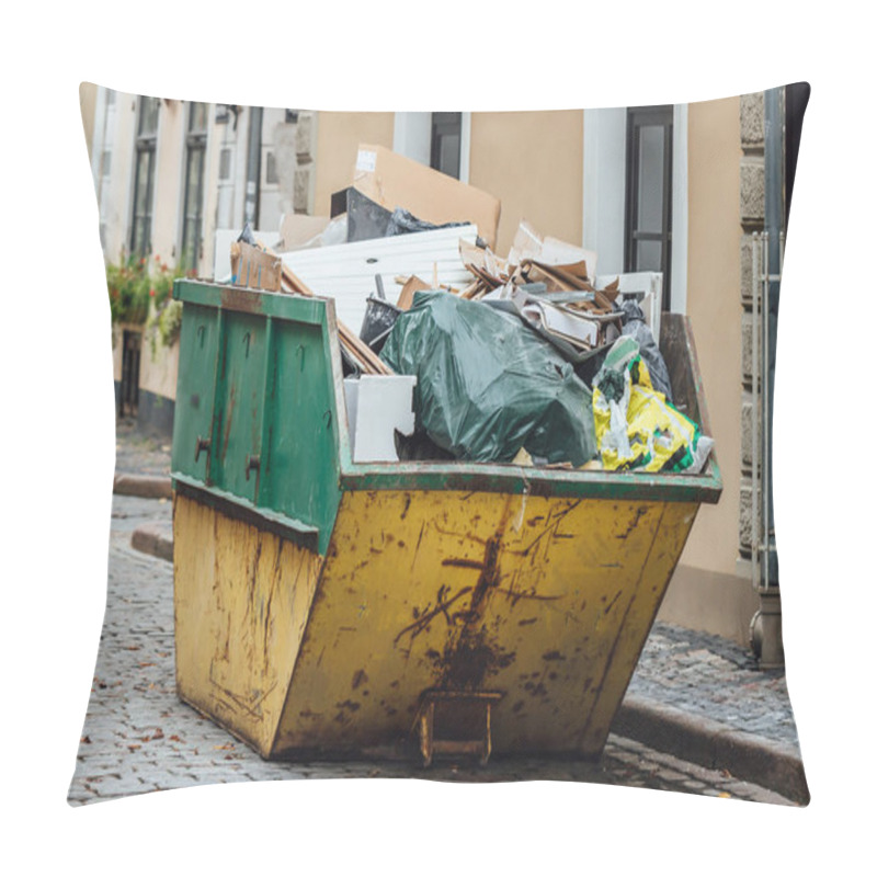 Personality  Construction Garbage Container On Street Pillow Covers