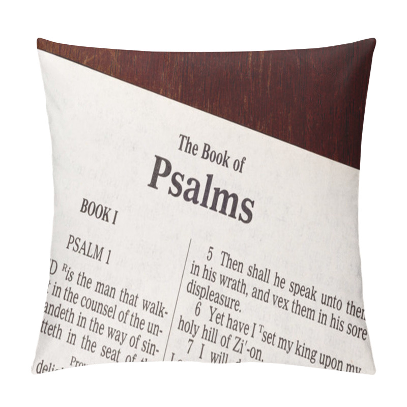 Personality  This Is The King James Bible Translated In 1611.  There Is No Copyright.  Macro Photo Of The Title Page Of Psalm Pillow Covers