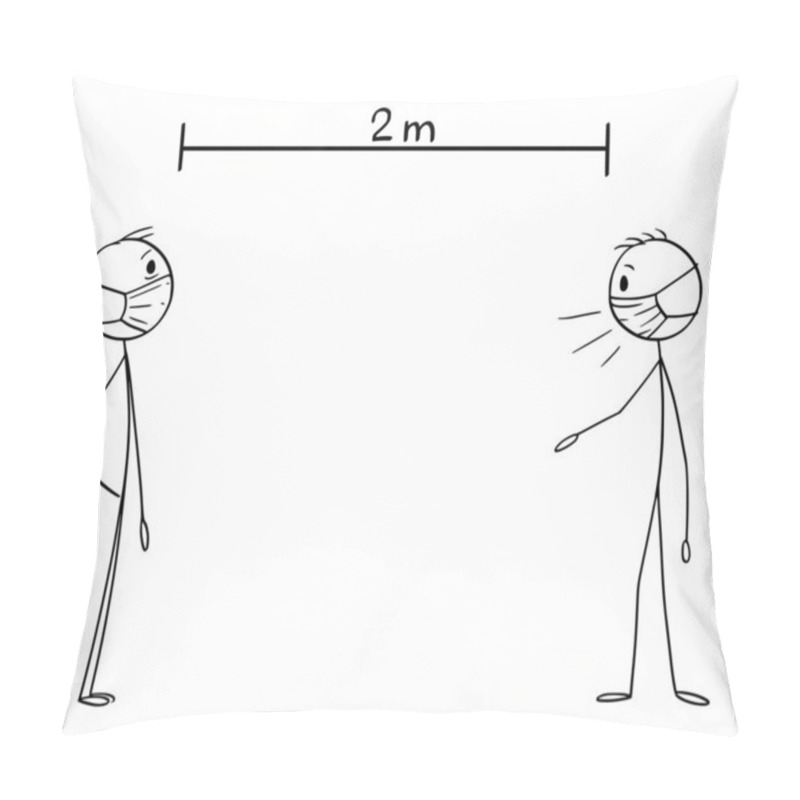 Personality  Vector Cartoon Instructional Illustration Of How To Talk With Others During Coronavirus COVID-19 Epidemic. Keep Your Distance Pillow Covers