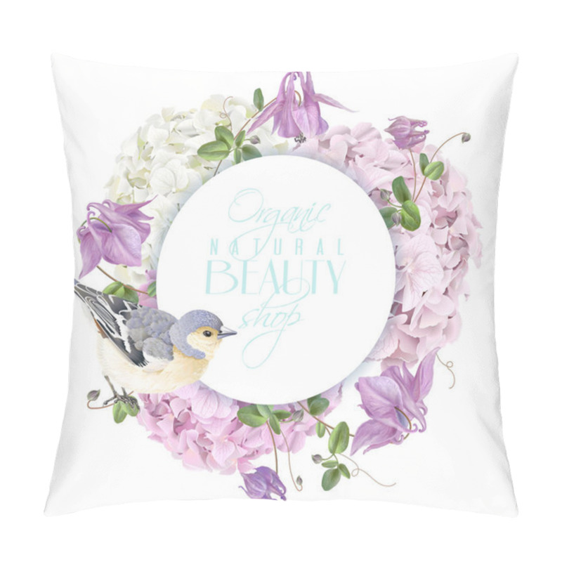 Personality  Hydrangea Bird Round Logo Pillow Covers