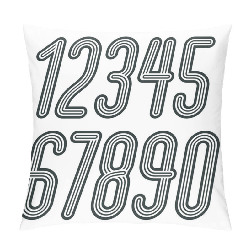 Personality  Set Of Stylish Disco Vector Digits, Modern Numerals Collection.  Pillow Covers