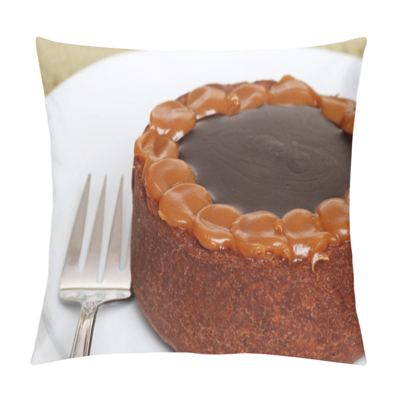 Personality  Chocolate Toffee Cake On Plate With Fork Pillow Covers