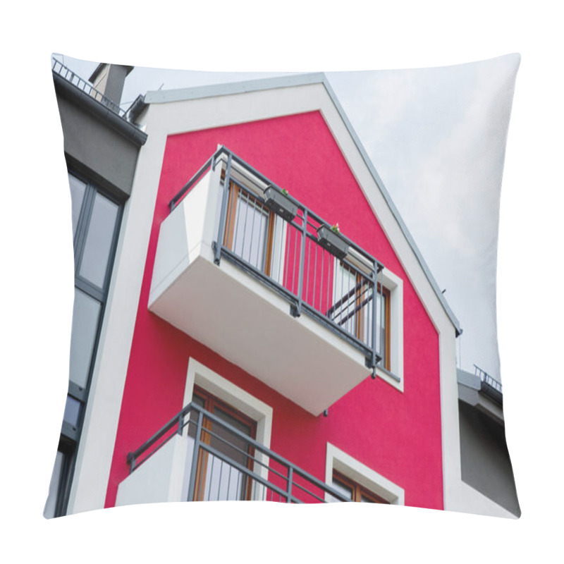 Personality  Red House With Balcony. Pillow Covers