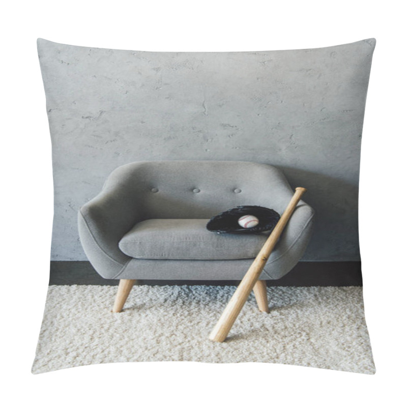 Personality  Baseball Bat And Ball With Glove On Armchair Pillow Covers