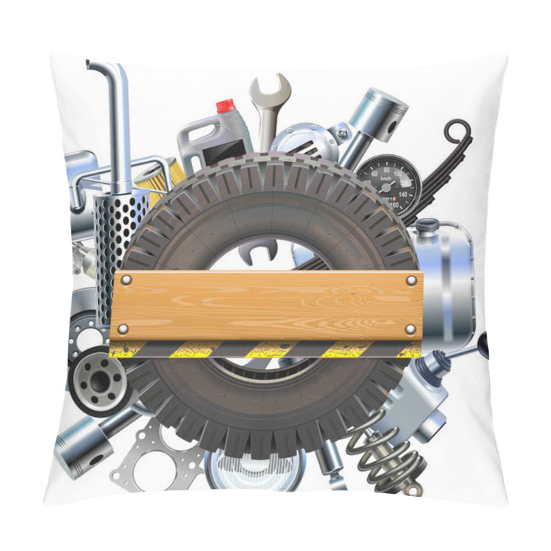 Personality  Vector Board With Truck Wheel And Spares Pillow Covers