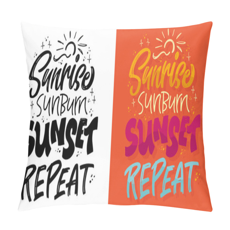 Personality  Summer Vibes - Cute Hand Drawn Doodle Lettering Quote. Lettering Ptint T-shirt Design, Mug Print About Summer. Pillow Covers