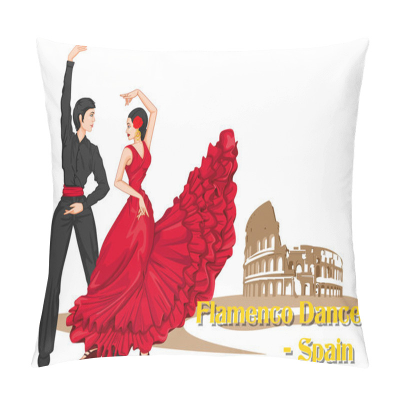 Personality  Spaniard Couple Performing Flamenco Dance Of Spain Pillow Covers