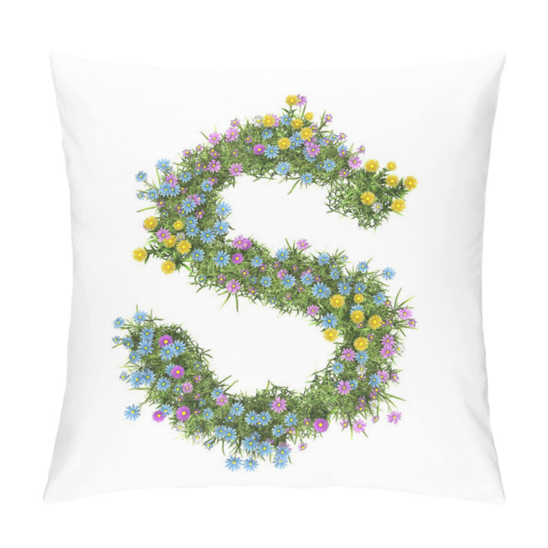 Personality  Letter S, Flower Alphabet Isolated On White Pillow Covers