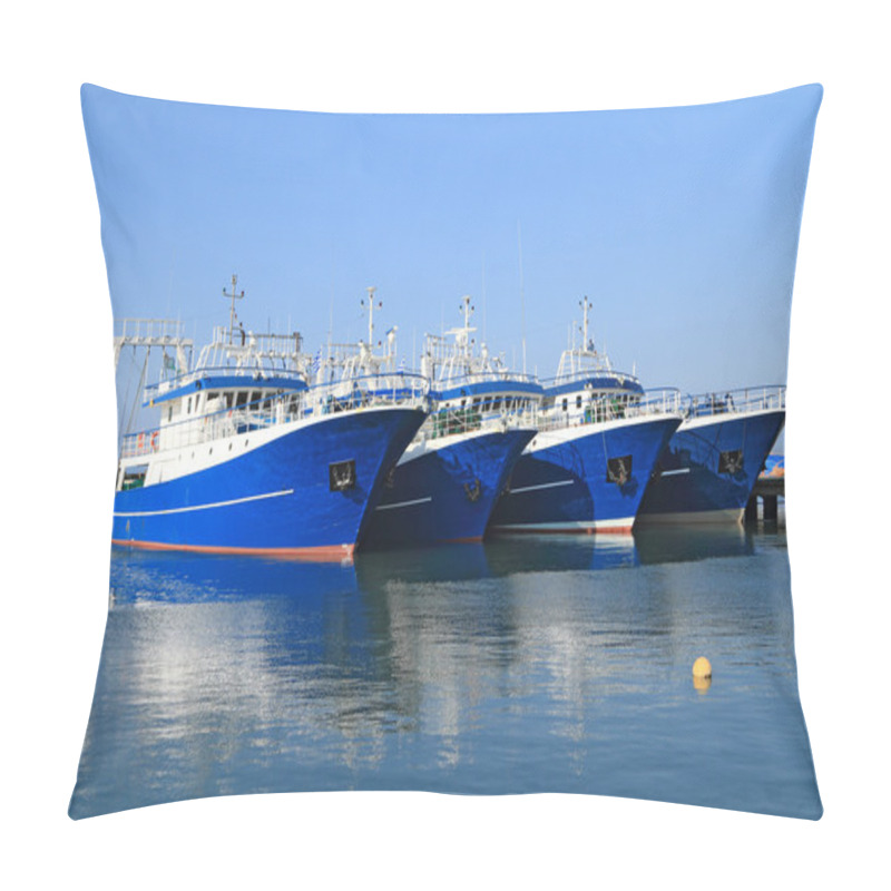 Personality  Fishing Ships Docked In Port Pillow Covers