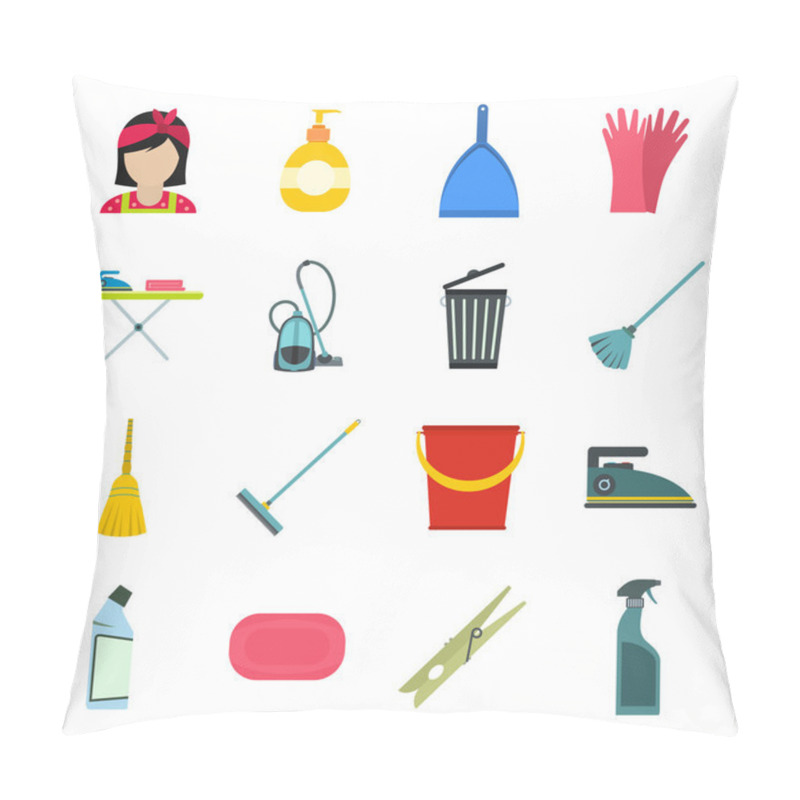 Personality  Cleaning Flat Icons Pillow Covers