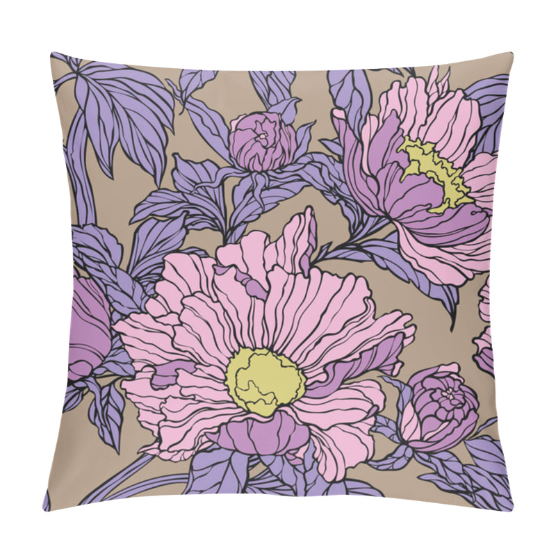 Personality  Floral Seamless Pattern. Abstract Ornamental Flowers. Flourish Leaves Background Pillow Covers