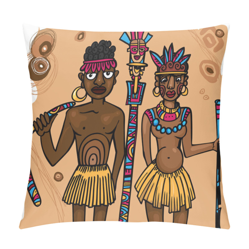 Personality  Aboriginal Man And Woman Pillow Covers