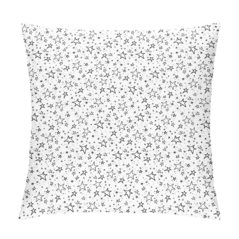 Personality  Simple Seamless Pattern With Black Doodle Stars On White Background. Vector Illustration  Pillow Covers