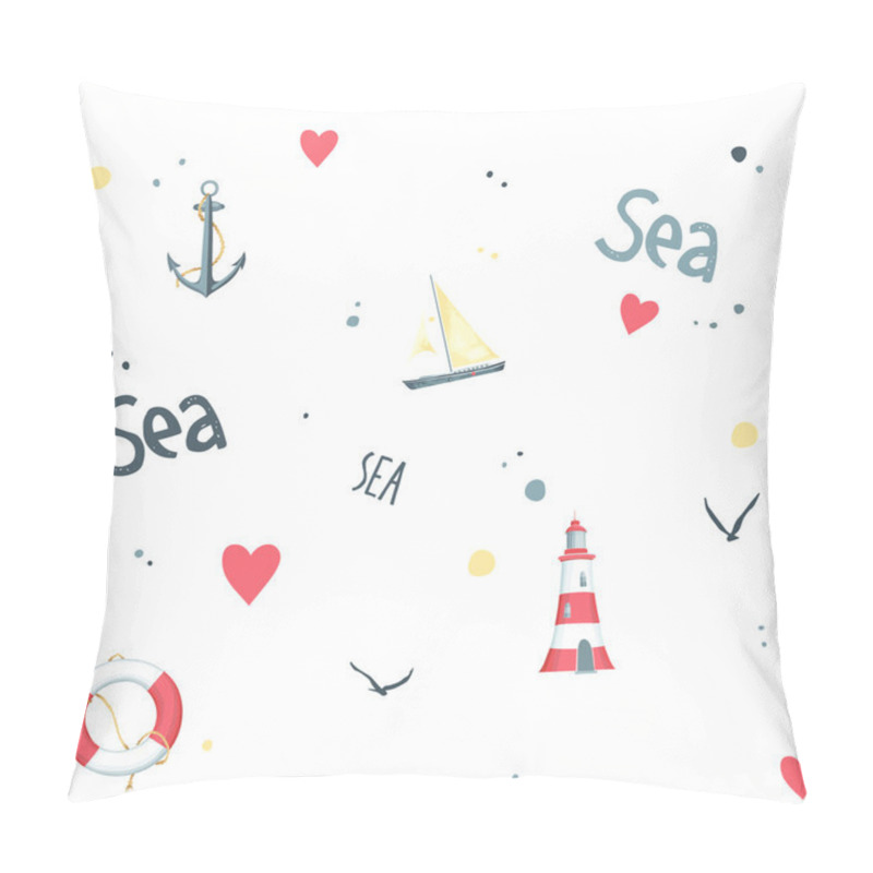 Personality  Nautical Pattern With Sailboat Pillow Covers