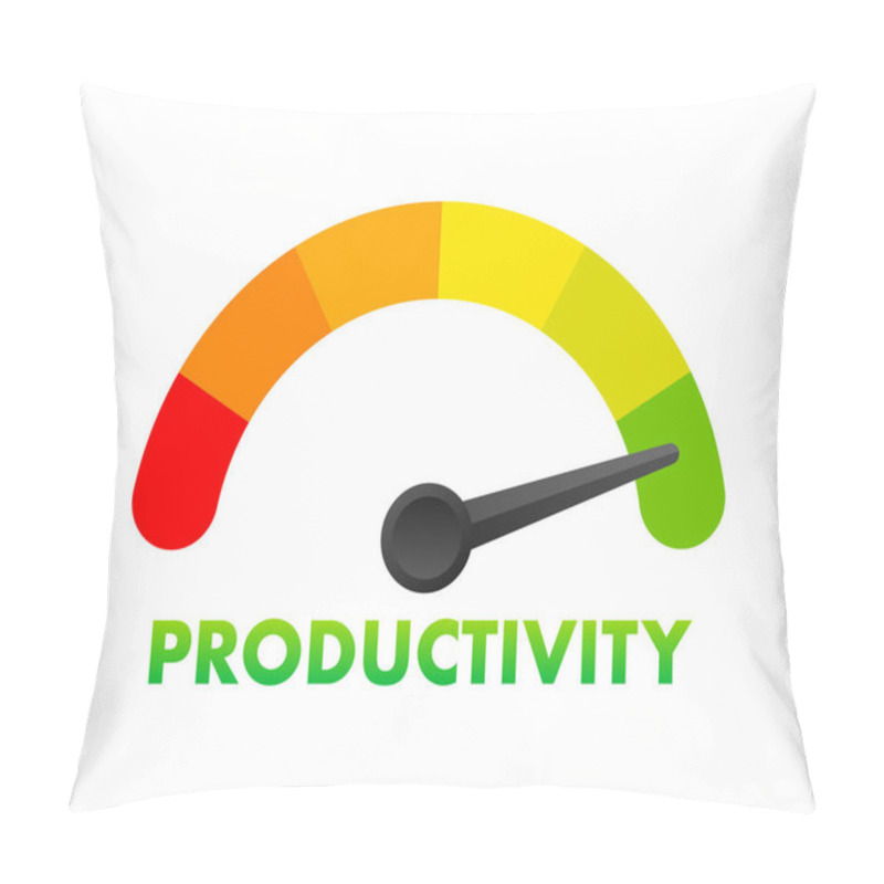 Personality  Productivity Level Meter, Measuring Scale. Productivity Speedometer. Vector Illustration Pillow Covers