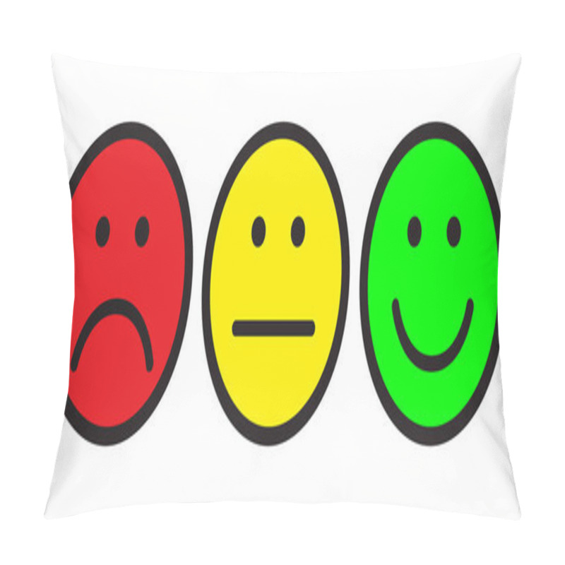 Personality  Red, Yellow And Green Smileys. Face Symbols. Flat Stile. Vector Illustration. Pillow Covers