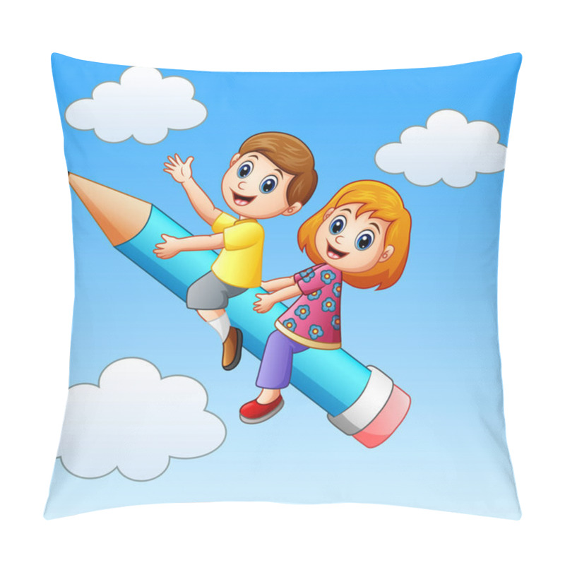 Personality  School Kids Riding A Pencil Pillow Covers