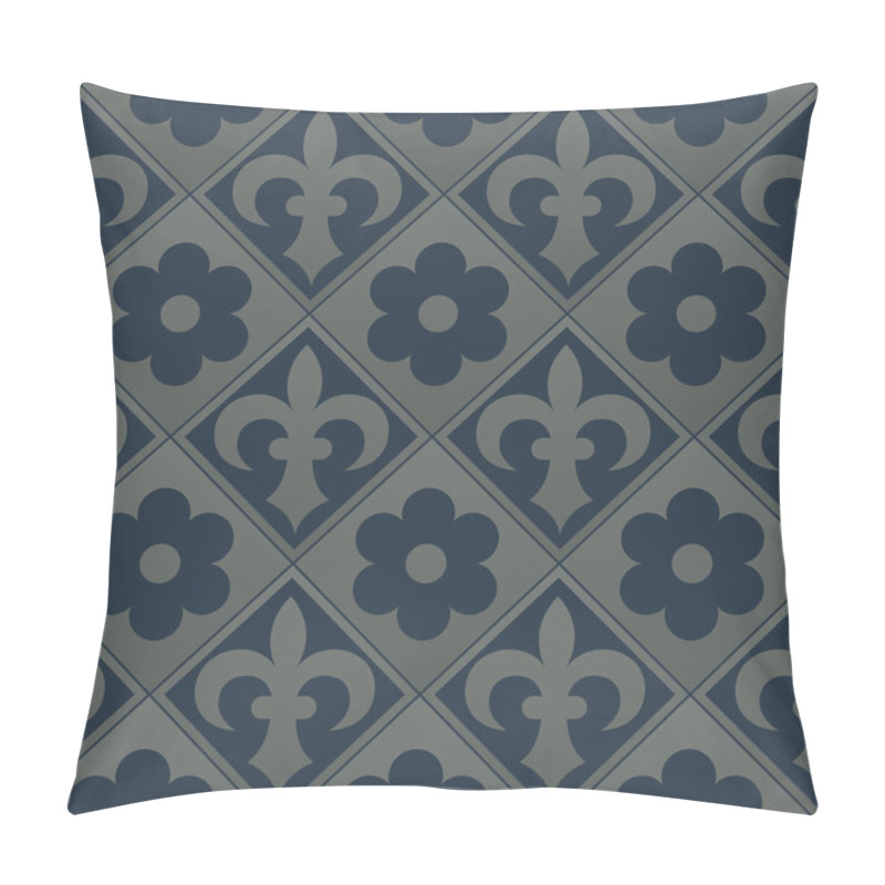 Personality  Silver Seamless Pattern On A Dark Blue Background. Pillow Covers