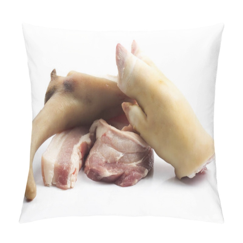 Personality  Raw Leg ,tail And Streaky Pork On The White Background Pillow Covers