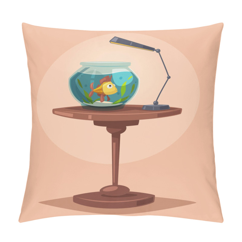 Personality  Aquarium With Clear Water. Cartoon Vector Illustration Pillow Covers