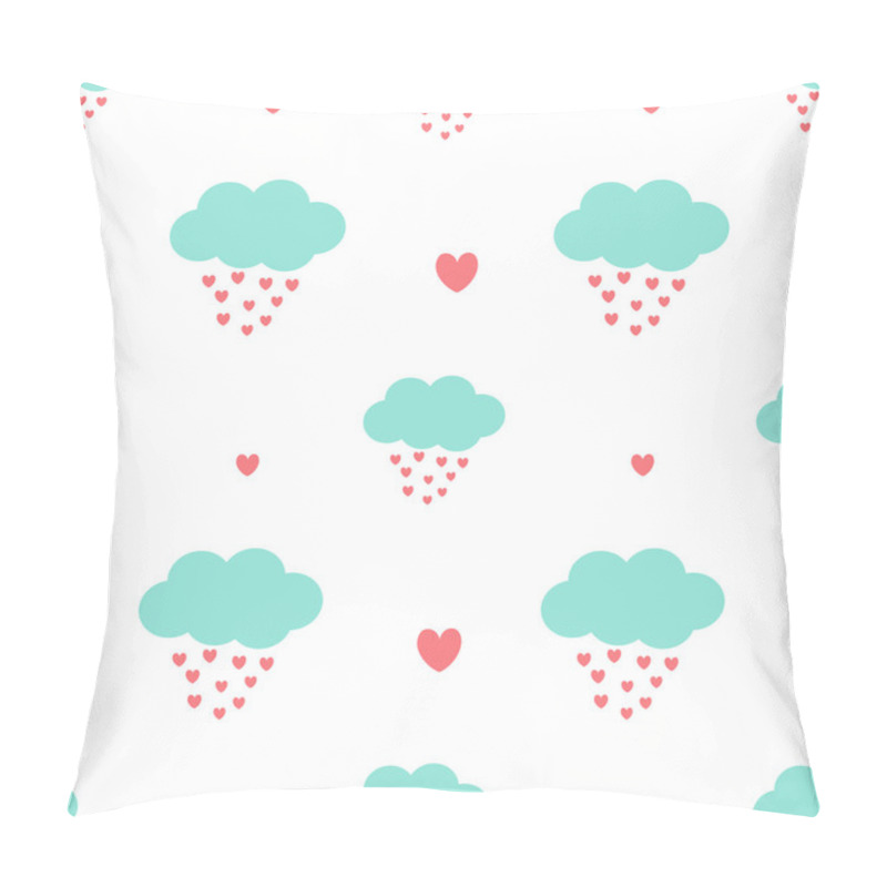 Personality  Cute Cartoon Clouds Drops Hearts Romantic And Lovely Seamless Vector Pattern Background Illustration Pillow Covers