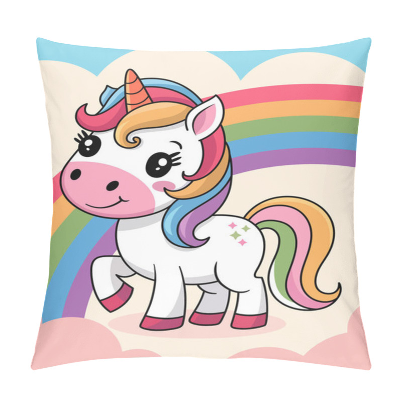 Personality  Cute Cartoon Rainbow Unicorn Vector Illustration  Pillow Covers