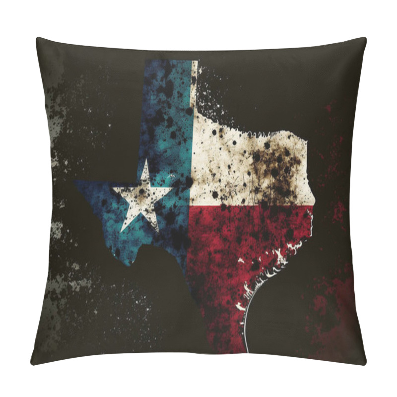 Personality  Texas Flag Map Illustration In Grunge Style Pillow Covers