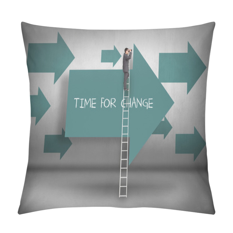 Personality  Time For Change - Against Blue Arrows Pointing Pillow Covers