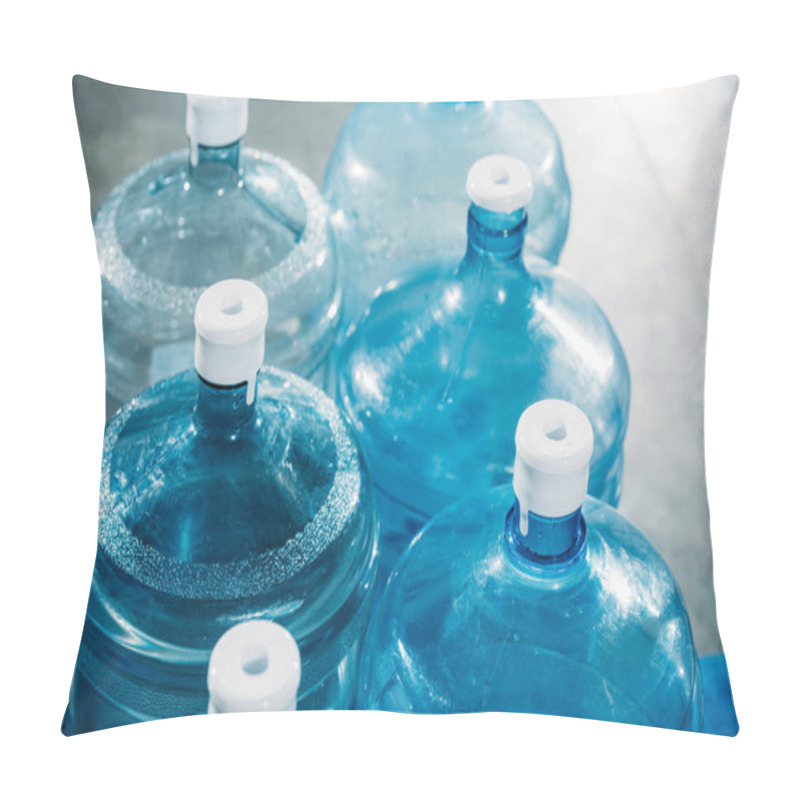 Personality  Rows Of Plastic Blue Water Bottles Pillow Covers