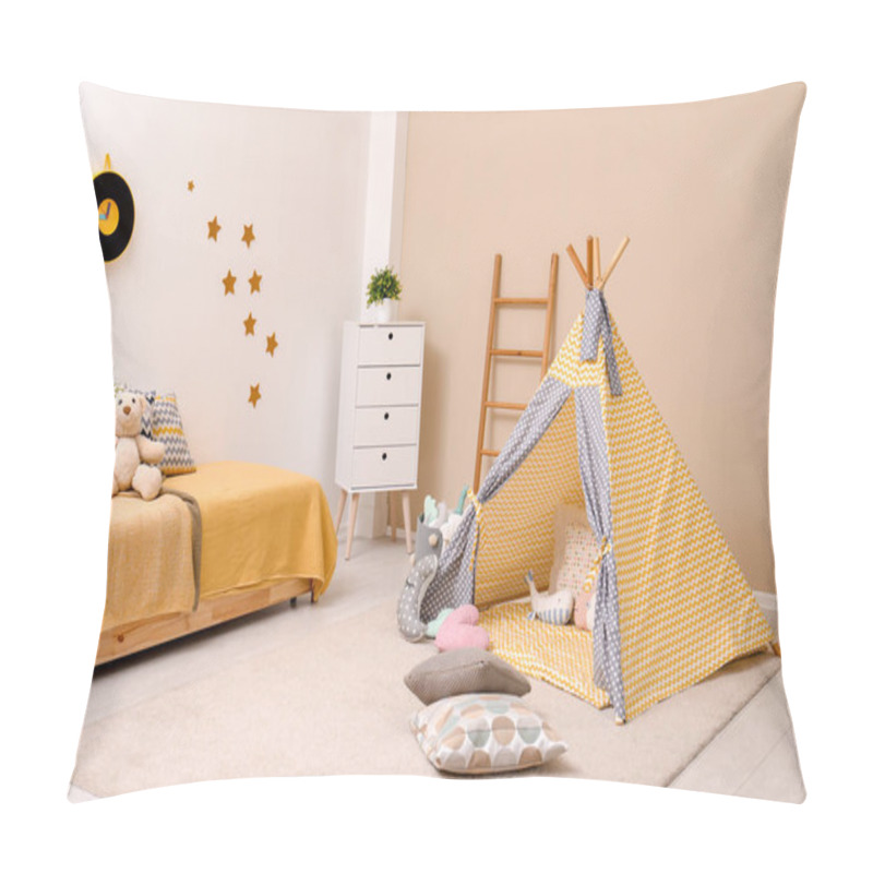 Personality  Cozy Child Room Interior With Bed, Play Tent And Modern Decor Elements Pillow Covers