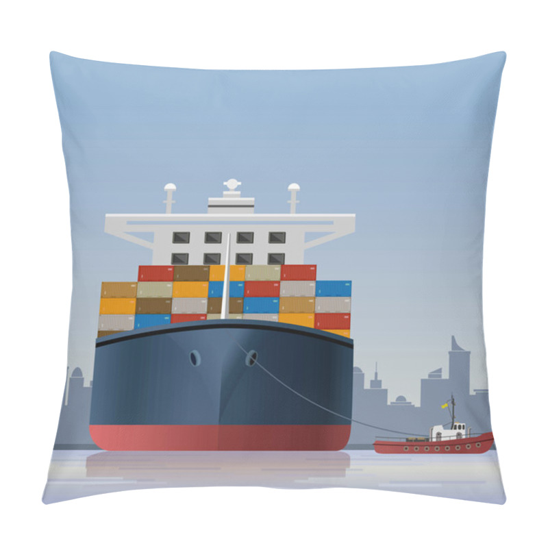 Personality  Container Ship And Tugboat Pillow Covers