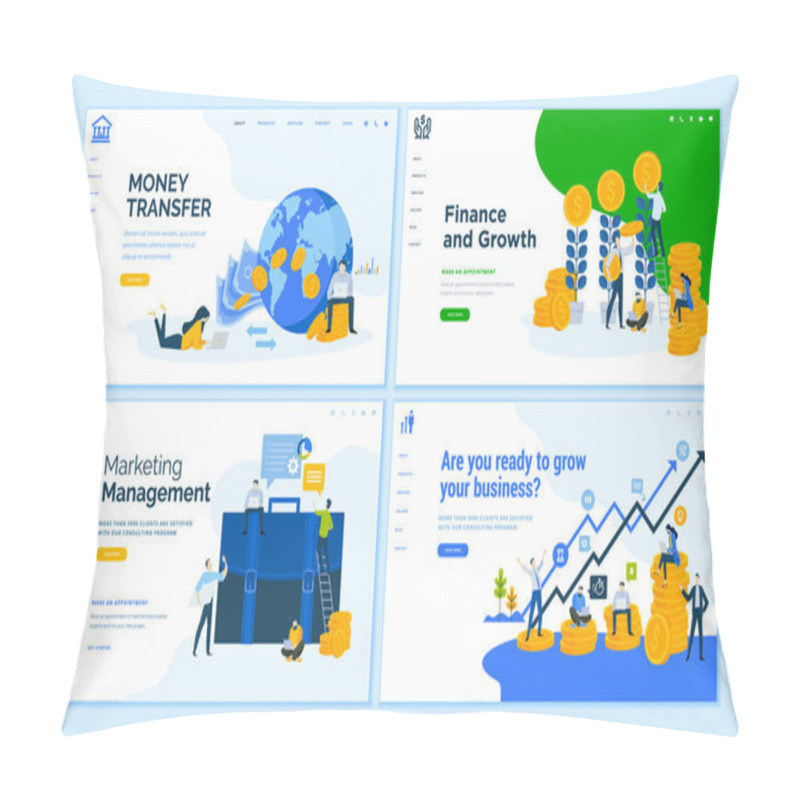 Personality  Set Of Flat Design Web Page Templates Of Business, Finance, Online Money Transfer, Consulting. Modern Vector Illustration Concepts For Website And Mobile Website Development.  Pillow Covers