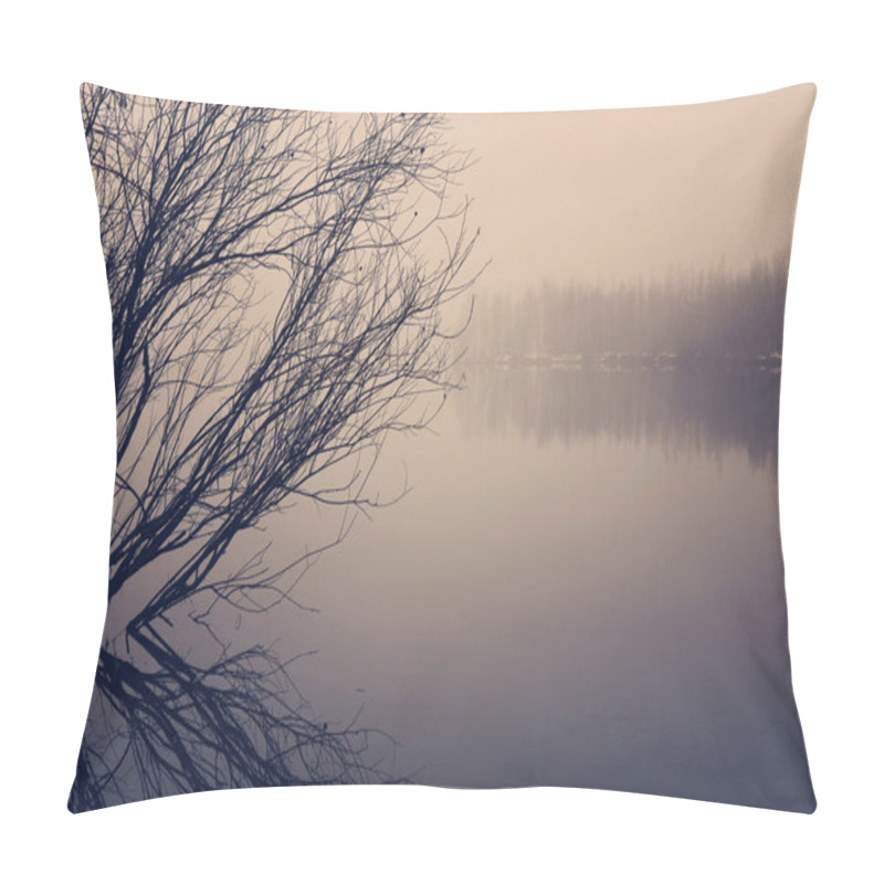 Personality  Autumn Landscape With Fog Over The Lake Pillow Covers