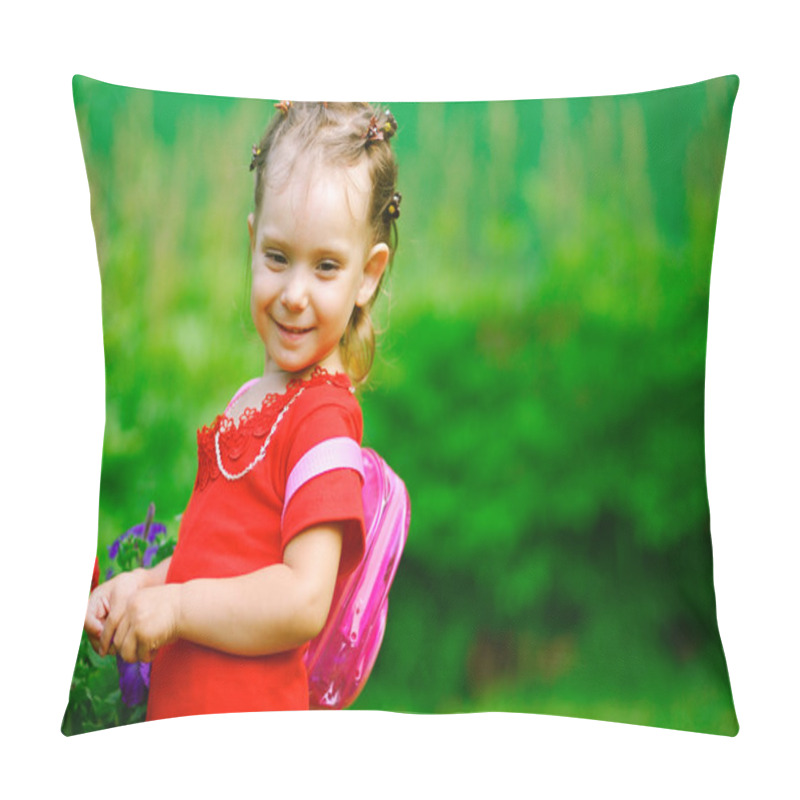 Personality  Girl With A Backpack About Florets Pillow Covers