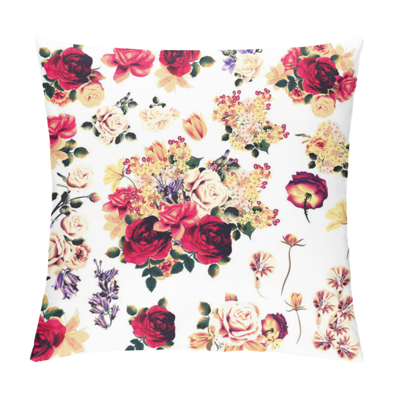 Personality  Beautiful Collection Of Vector Rose Flowers Pillow Covers