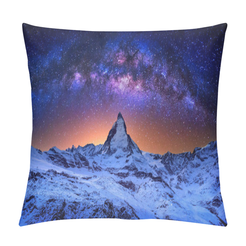 Personality  Milky Way At Matterhorn Peak, Zermatt , Switzerland. Pillow Covers