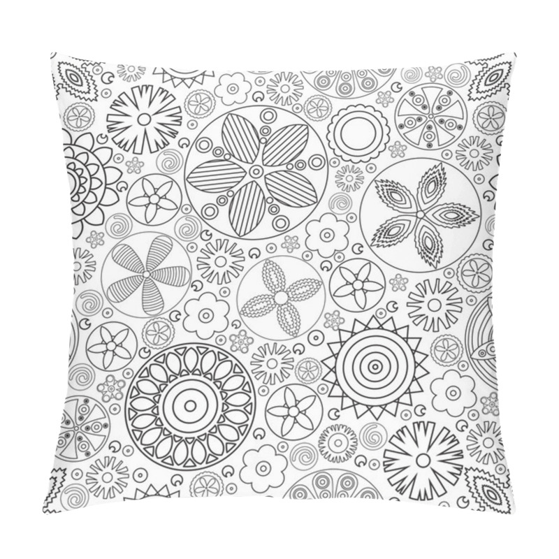 Personality  Seamless Monochrome Floral Pattern.  Pillow Covers