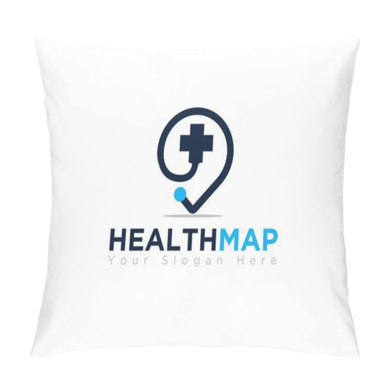 Personality  Health Map Location Of Clinic And Hospital Logo Designs For Medical Service Pillow Covers