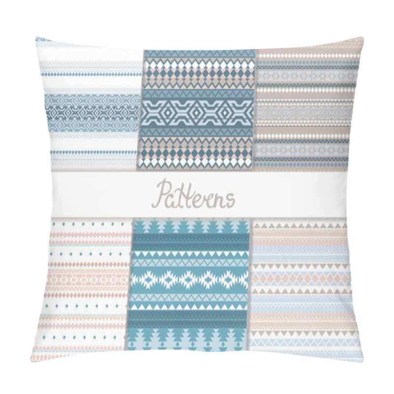 Personality  Merry Christmas. Set Seamless Pattern With A Winter Theme In Ethno Style. Geometric Shapes, Triangle, Square, Rhombus. Tribal Motifs Scandinavian, Indian. Background, Paper, Texture For Surfaces. Vector Illustration. Pillow Covers